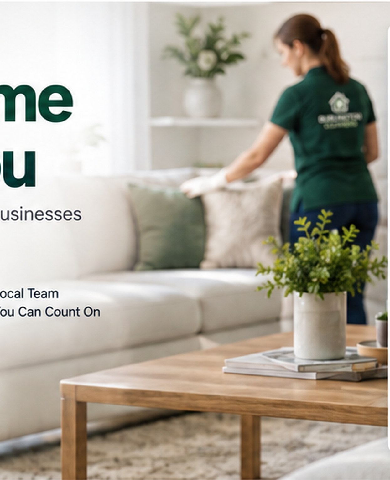 Professional cleaner working in a bright modern interior